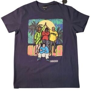 Akoo graphic tee sz large navy blue
